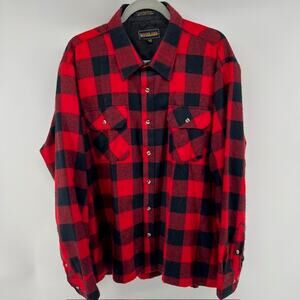 VTG Woodland Buffalo Plaid Flannel Button Up Shirt Mens 2XL Red Outdoor Gorpcore